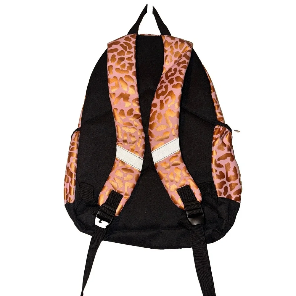 Rainbow Sugar Backpack Pink Metallic Leopard Print 16 X 11